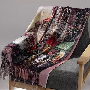 New!!! European Cityscape Oil Painting Gift Scarf!